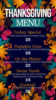thanksgiving menu, thanksgiving , fall menu Affichage numérique (9:16) template