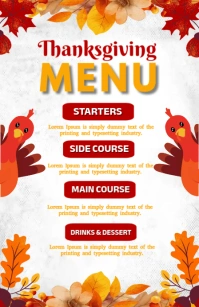 Thanksgiving Menu Card  Half Page Wide template