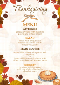 thanksgiving menu design free templates A4