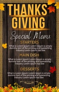 thanksgiving menu Half Page Wide template