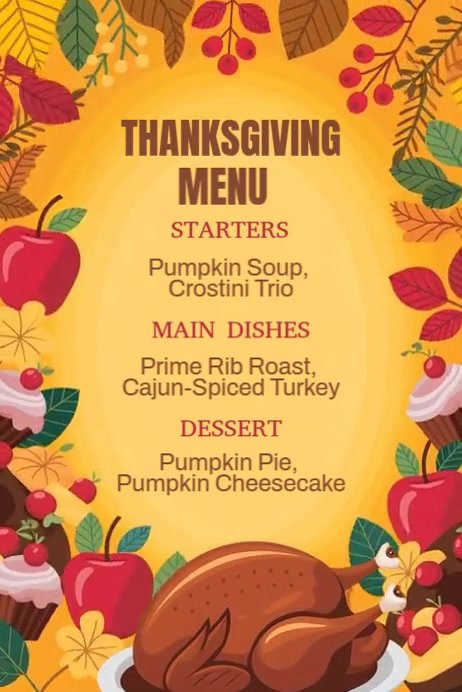 Thanksgiving Menu Posters Template | PosterMyWall