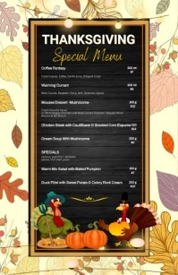Thanksgiving Menu Half Page Wide template