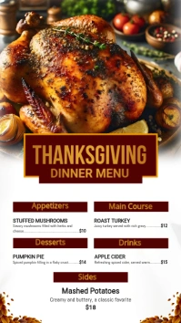 Thanksgiving menu Digital Display (9:16) template
