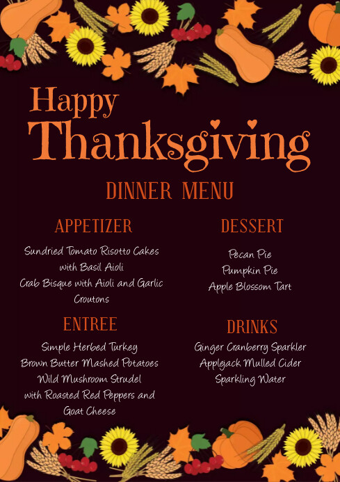 Thanksgiving Menu Template | PosterMyWall