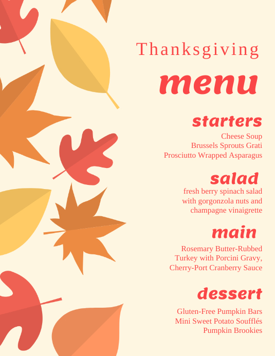 Thanksgiving Menu Volantino (US Letter) template