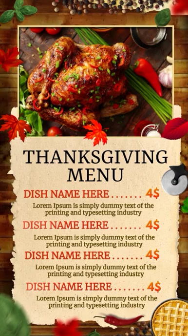 Copy of thanksgiving menu | PosterMyWall
