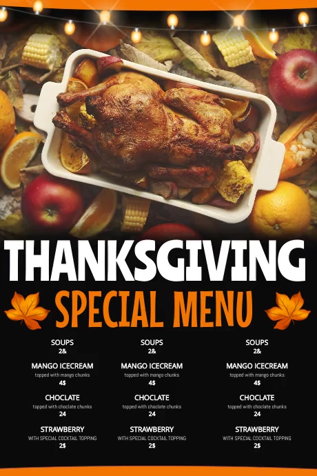 Copy of thanksgiving menu | PosterMyWall
