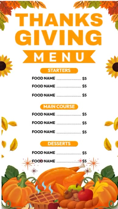 Thanksgiving Menu Instagram Reel template