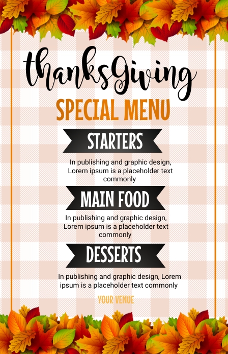 Normal Thanksgiving Menu thanksgiving menu Template | PosterMyWall