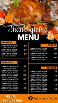 Thanksgiving Menu Affichage numérique (9:16) template
