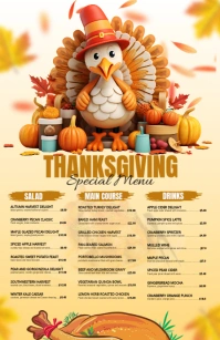 Thanksgiving menu Tabloid template
