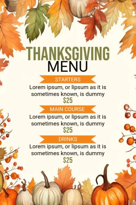 Thanksgiving Menu Template | PosterMyWall