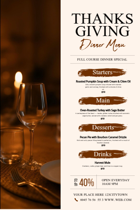 thanksgiving menu Template | PosterMyWall
