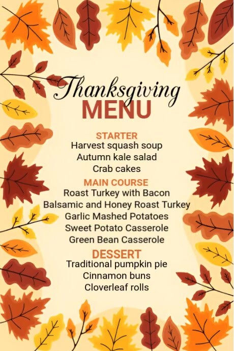 Thanksgiving Menu Template | PosterMyWall