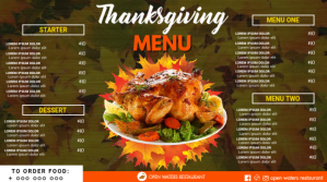 Thanksgiving Menu Digital Display (16:9) template