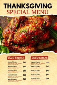 thanksgiving menu Poster template