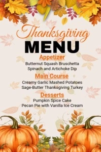 Thanksgiving Menu Poster template
