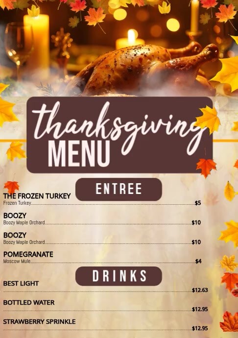 Copy of thanksgiving menu | PosterMyWall