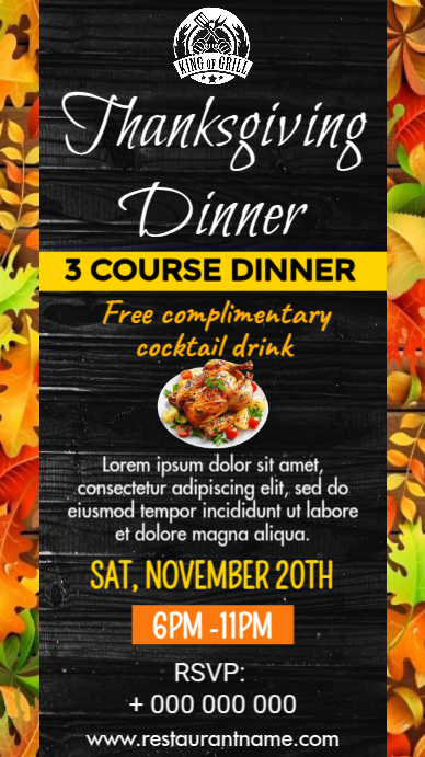 Thanksgiving Menu Flyer Umbukiso Wedijithali (9:16) template