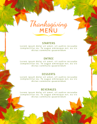 Thanksgiving Menu Flyer Template Poster/Wallboard