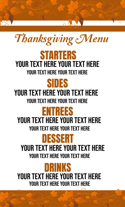Thanksgiving menu list design template VSA Wetlik