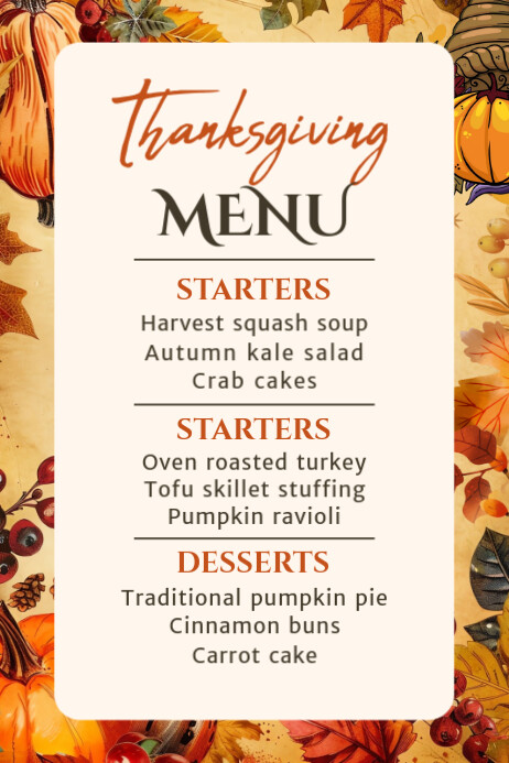 Copy of Thanksgiving Menu Poster | PosterMyWall