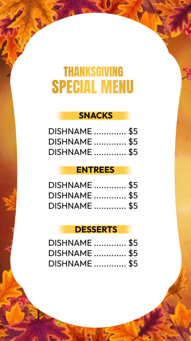 Thanksgiving Special Menu Template | PosterMyWall