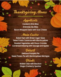 Marrón Thanksgiving Menu Poster/Wallboard Template