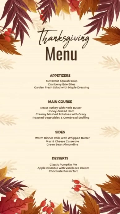 Thanksgiving menu template | PosterMyWall