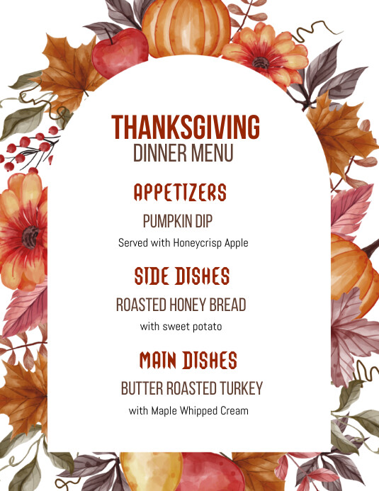 Normal Thanksgiving Menu Plantilla de thanksgiving menu template | PosterMyWall