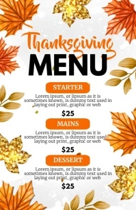 thanksgiving menu video Half Page Wide template