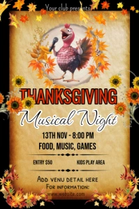 thanksgiving musical night invitation ad poster Póster template