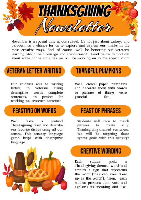 thanksgiving newsletter a4,november newsletter Template | PosterMyWall