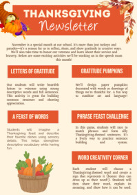 Yellow Thanksgiving Newsletter A4 Template