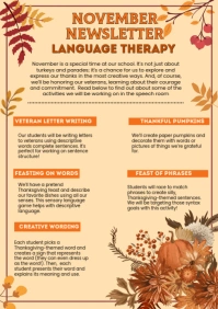 Thanksgiving Newsletter for Speech Therapy A4 template