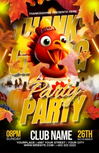 THANKSGIVING PARTY Half Page Wide template