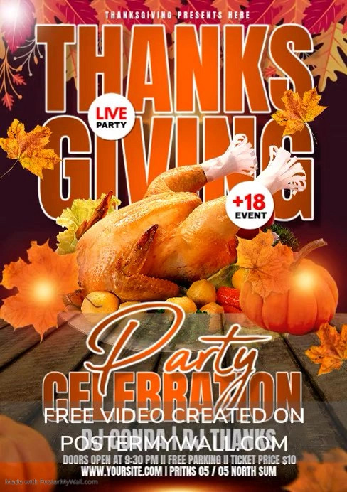 THANKSGIVING PARTY Template | PosterMyWall
