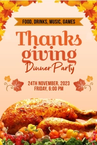 Thanksgiving Party Illustration Pinterest template