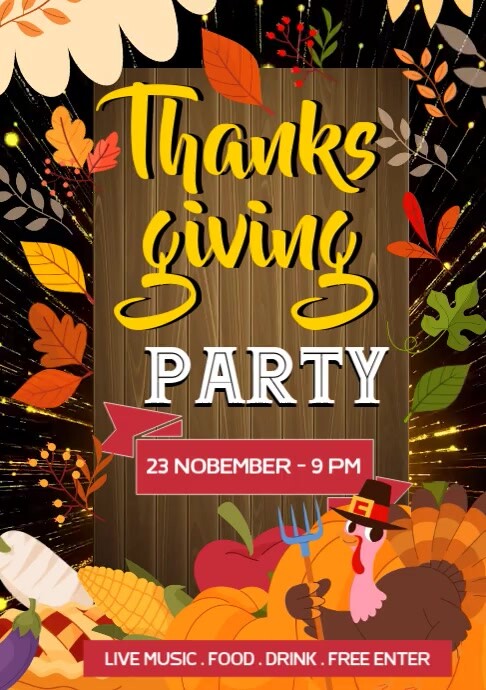 Thanksgiving Partuin Thanksgiving party Template | PosterMyWall