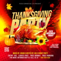 thanksgiving party flyer Square (1:1) template
