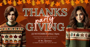 Thanksgiving party invitation design template Изображение, которым поделились на Facebook