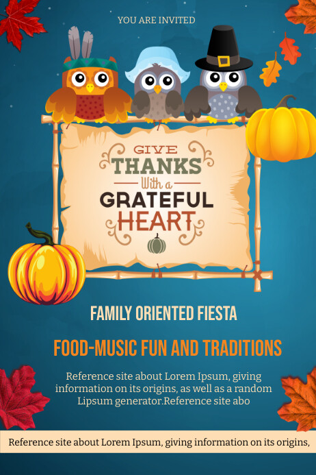 Thanksgiving party poster โปสเตอร์ template