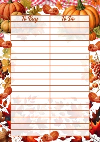 Thanksgiving Planner List Printable Template A4