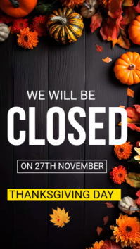 Black Thanksgiving Closure Announcement História do Instagram Template