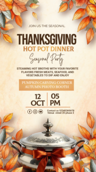 Żółty Thanksgiving Hot Pot Dinner Historia de Instagram Template