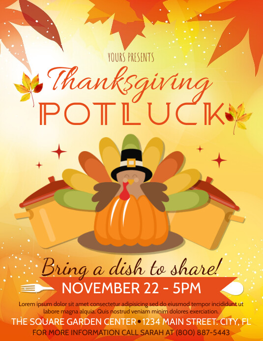 Thanksgiving Potluck Template PosterMyWall Thanksgiving Potluck Template PosterMyWall