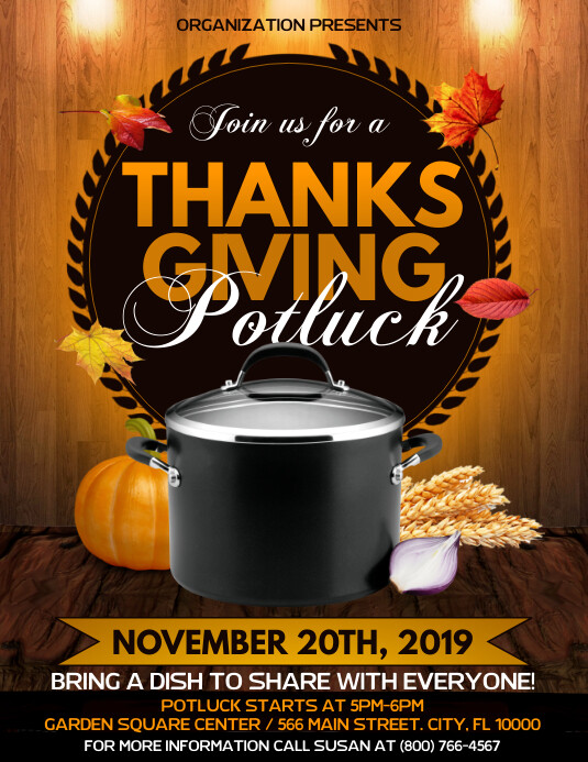 Thanksgiving Potluck Template PosterMyWall
