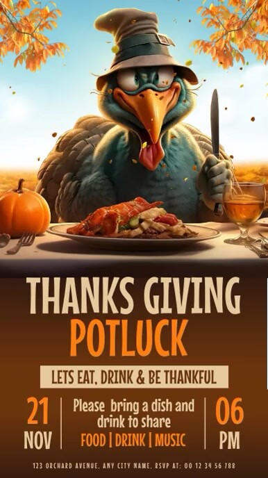 thanksgiving potluck Template | PosterMyWall