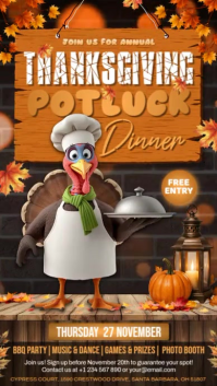 Thanksgiving Potluck Dinner Digital Display (9:16) template