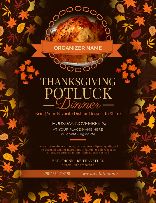 Thanksgiving Potluck Dinner Flyer Template PosterMyWall